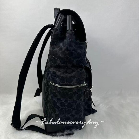 Coach Men's Sprint Backpack In Signature Denim In Silver/Black CAJ57  $745 - Picture 13 of 14